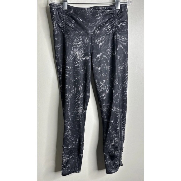 Lululemon Speed Tight II Full Luxtreme Pockets‎ Ruched Leggings Black Swirl Sz 6 - Picture 1 of 16